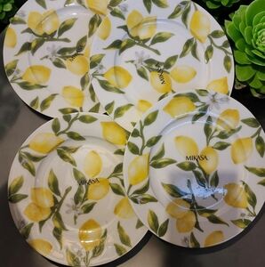 Mikasa Lemons Summer Floral Bone China Side Salad Set of 4 Plates